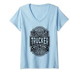 Womens Trucker Funny Vintage Whiskey Bourbon Label Truck Driver V-Neck T-Shirt