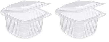 GUILLIN - ONDIPACK SACHET DE 50 Boîtes 375cc Micro-Ondables à Couvercle Charnière, 12,3 x 11,4 x 7,1 cm, Translucide (Lot de 2)