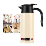 Portable Car Electric Kettle, with Cigarette Lighter 800ml Travel Kettle Heating Temperature up to 98‑100℃ for Water Tea Coffee Milk(cream color)
