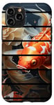 Coque pour iPhone 11 Pro Poisson koi rétro carpe poisson rouge japonais fleurs de lotus blanches