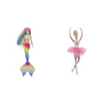 Barbie Dreamtopia Sirène Magique Arc-en-Ciel, Poupée Sirène Changeant De Couleur dans l'eau & Dreamtopia Poupée Mannequin Ballerine, avec Lumières Scintillantes