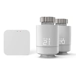 Hama 2 Têtes thermostatiques Connectées et intelligentes + base (Kit de démarrage, Contrôle du chauffage WiFi, Economie d'Energie, Compatible Alexa Google Siri) Blanc