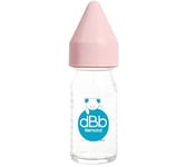 Biberon Régul'Air dBb Remond en verre - 110 ml - tétine NN -nouveau né- en caoutchouc - rose