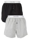 Calvin Klein2 Pack Logo Slim Fit Woven Boxers - Black/Grey Heather