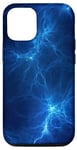 Coque pour iPhone 14 Pro Bleu foncé avec éclairs lumineux électriques