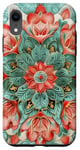 iPhone XR Coral and Mint Mandala Pattern Case