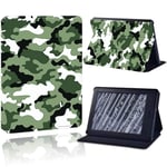 FDPEISHI Ebook Reader Cover, Print Pu Leather Stand Tabet Cover Case For Amazon Kindle 8Th 10Th Paperwhite 1/2/3/4 Tablet Foldable Anti-Dust Protective Case,Green Camouflage,Kindle 10Th Gen 2019