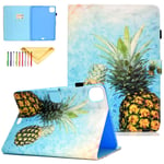 iPad Pro 11 Inch 2021/2020/2018 3rd/2nd/1st Generation Case, Uliking PU Leather Skinshell Lightweight Stand Wallet Cover [Auto Sleep/Wake] [Magnet Buckle], Pineapple