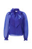 Coster Copenhagen - Bluse med knytebånd Blå 36 High blue 561 Vevd|Polyamid