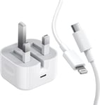 Iphone Fast Charger【Apple Mfi Certified】20W PD USB-C Power Adapter with 2M USB-C