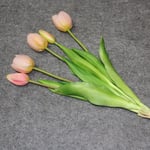 Lyxig Silikon Real Touch Tulpaner Bukett Dekorativ konstgjord Light pink