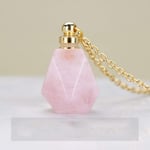 Stone Pendant Necklaces For Women,Golden Chain Ideas Perfume Essential Oil Bottle Natural Pink Crystal Stone Reiki Power Stone Pendant Jewelry Gifts Anniversary Birthday Gift For Her Wife Girls