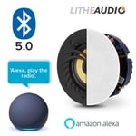 Lithe Audio 6.5" Bluetooth Ceiling Speaker + Echo Dot 5th Gen (Amazon Alexa)