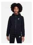 Nike Older Girls Flared Hooded Tracksuit - Black, Black, Size Xs=6-8 Years, Women