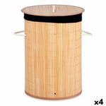 Tvättkorg Naturell Svart Metall Bambu 48 L Trä MDF (4 antal)