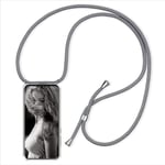Case for Xiaomi Redmi 9C, Clear Case Necklace Adjustable Mobile Phone Chain Anti-fall Clear TPU Phone Cover Holder with Neck Strap Cord Lanyard- Gray