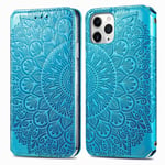 Pepmune Compatible with iPhone Xr Wallet Phone Case Magnetic Flip Flower Print Leather Folio Cases with Card Slot Blue Cover for iPhone Xr