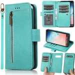 SUMOON Samsung S10 Plus Wallets Case for Women,Leather Protective Case with Card Holder Wallet Strap Pouch Detachable Magnetic Cover Galaxy S10 Plus Flip Case Folio Zipper Purse Phone Case Girl Green