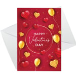 Valentine's Day Card For Husband Wife Cute Balloons Love Gift Card Valentine
