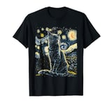 Starry Night Black Cat Van gogh T-Shirt