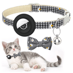 Airtag Skal Bow Cat Collar med Breakaway Bell - Svart - TheMobileStore AirTag-Tillbehör