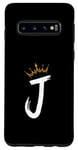 Coque pour Galaxy S10 Queen King Lettre J – Lettre préférée avec alphabet couronne