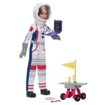 Barbie 65th Anniversary Doll & 10 Accessories, Astronaut Set with Brunette Doll, Rolling Rover, Space Helmet with Flipping Shield & More, HRG45