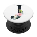 Cute Floral Initial Letter J Monogram on White PS20028 PopSockets PopGrip: Swappable Grip for Phones & Tablets