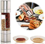 ShirazO Salt and Pepper Grinder, 2 in 1 Manual Salt and Pepper Mills with Double Ended Design, Homemade Spice Grinder,Stainless Steel Head/Transparent Acrylic Body