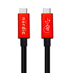 NÖRDIC 25cm Thunderbolt 4 USB-C aktiv kabel 40Gbps 100W lader 8K video kompatibel med USB 4 og Thunderbolt 3