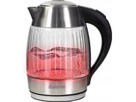 Salente Stripeglass, Vattenkokare 1,8 L, Rostfritt Stål/Glas, Röd Bakgrundsbelysning