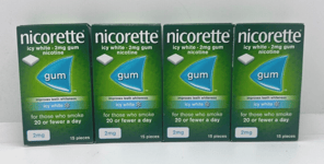 4 x Nicorette 2mg Icy White 15 Pieces (60 Pieces Total) - EXP: 10/2025