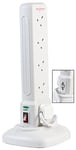PRO ELEC PELB1874 10 Way Surge Protected Switched Tower Extension Lead with USB, White
