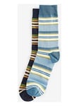 Barbour 2-Pack Summer Stripe Crew Socks - Blue, Blue, Size L, Men