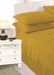 Fitted Bed Sheet With Two Matching Pillowcase, Size Single, Double, King, Super King. 25cm Depth (Mustard, King)