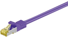 Goobay RJ45 patchkabel S/FTP (PiMF), 500 MHz, med CAT 7 råkabel, violett, 1 m LSZH halogenfri kabelhölje, koppar, RJ45-kontakt (CAT 6A)