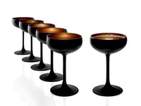 STÖLZLE LAUSITZ service de 6 coupes à Champagne noir (mat) bronze Elements I Coupes à cocktail en verre de cristal de haute qualité 230ml I Coupes passent au lave-vaisselle I résiste à la casse