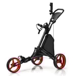 3 hjul golfvagn av aluminium med paraplyhållare & T-styckehållare & förvaringsväska
