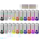 Bulk USB-minne 1 GB 20-pack, USB2.0 Pendrive Jump Drive Minnespinne Swivel Bulk Tumminnen USB-lagring (20 st 1 GB, Flerfärgad)