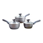 Prestige Earth Saucepan Set Eco Friendly Cookware Induction Hob Pans - Pack of 3