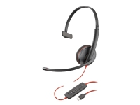 Poly Blackwire C3210 - Blackwire 3200 Series - headset - på örat - kabelansluten - USB-C - svart - Skype-certifierat, Avaya-certifierad, Cisco Jabber-certifierad