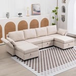 Yozhiqu - Canapé modulaire 6 places, canapé sectionnel en forme de l avec rangement pour le salon, canapé-lit en tissu moderne avec double ottoman et