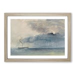 Big Box Art A Paddle Steamer by Joseph Mallord William Turner Framed Wall Art Picture Print Ready to Hang, Oak A2 (62 x 45 cm)