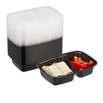 Relaxdays Meal Prep Container en Lot de 24, 2 Compartiments, Boite adaptée au Micro-Ondes, réutilisable, Plastique, Noir