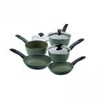 Eco Non Stick Cookware Set Induction, Recycled Aluminium, Green, 5 Pce