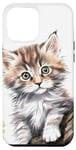 iPhone 12 Pro Max Small Cat Cartoon Watercolor on Tree Branch Case