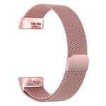Beilaishi Stainless Steel Magnet Wrist Strap for FITBIT Charge 4， Large Size: 210x18mm(Black) replacement watchbands (Color : Pink)