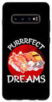 Coque pour Galaxy S10+ Purrrfect Dreams Chat sushi endormi amusant pour homme, femme, enfant