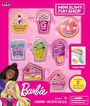 Cra-Z-Art 34059 Barbie Mini Slimy Fun Shop 8 Food Themed containers with Two Surprise Stickers Official Merchandise, Each