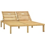 Helloshop26 - Transat chaise longue bain de soleil lit de jardin terrasse meuble d'extérieur double bois de pin imprégné de vert
